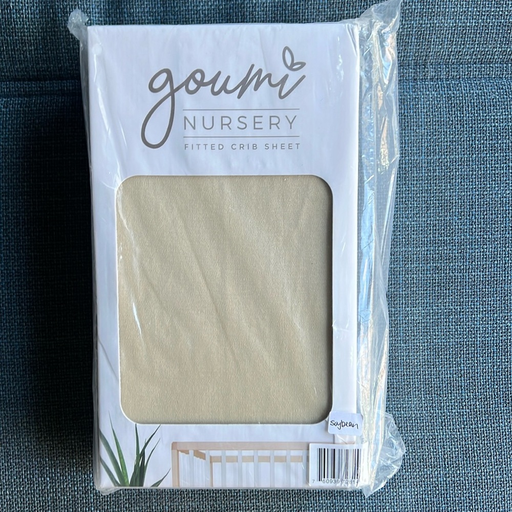 Goumi Fitted Crib Sheet in “Soybean”